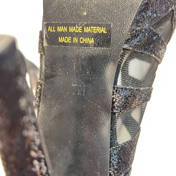 Touch Ups Womens Black Strappy Platform Heels Open Toe Sz 7M Back Zip Sandals - Picture 11 of 14